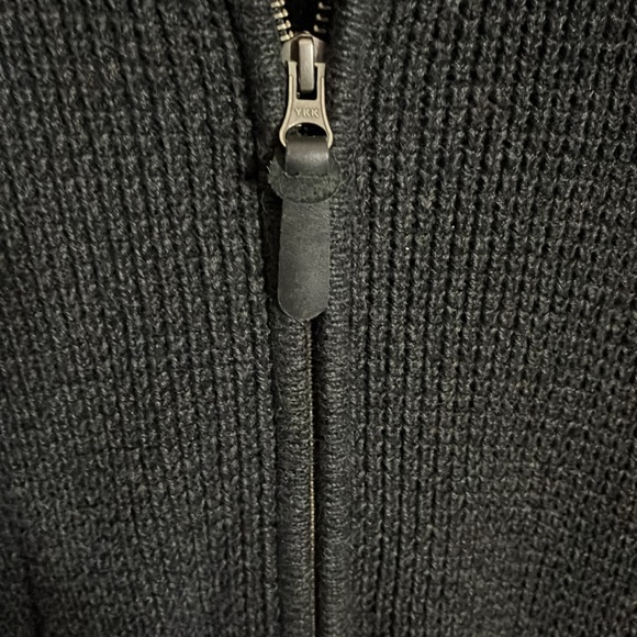 Waffle knit cotton cardigan zipper up pockets - Picture 2 of 6